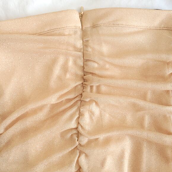 Majorelle Strapless Mini Dress Gold Sparkly Ruffle Tube Top Women XXS - Picture 8 of 12